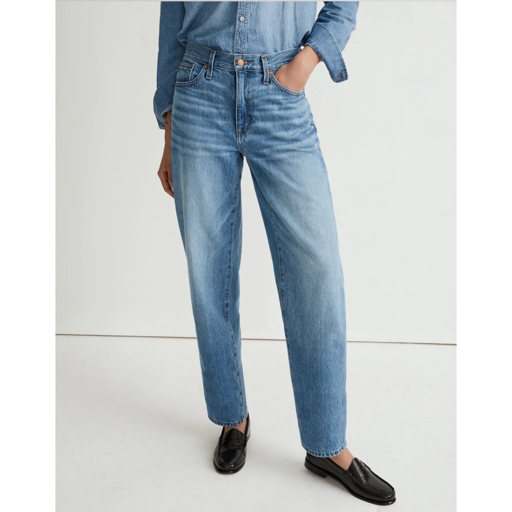 Madewell The Slouchy Boyjean Womens 32 Blue Distressed Denim